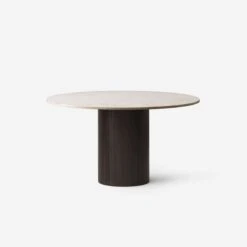 Vipp 495 Cabin Round Marble Table W Dark Oak Base
