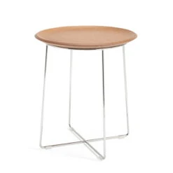 Kartell Al Wood Side Table By Philippe Starck -Furniture Shop Kartell Al Wood Coffeetable verchromt Buche hell