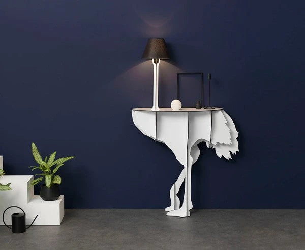 Ibride Wall Console Table W Light DIVA Lucia Ostrich 1 Ibride Wall Console Table W Light DIVA Lucia Ostrich