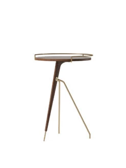 Audo Umanoff Side Table -Furniture Shop Umanoff Side Table Tall Brushed Brass Walnut Angle webp