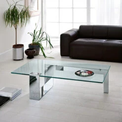 Tonelli PLINSKY Glass Low Coffee Table -Furniture Shop chromeplinsky