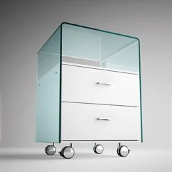 FIAM Curved Glass Drawer Unit On Wheels RIALTO -Furniture Shop fiam curved glass drawer unit on wheels rialto 798395