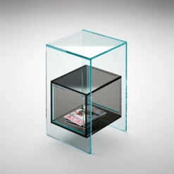 Fiam Magique Side Table W Compartment -Furniture Shop fiam magique side table w compartment glass 736059