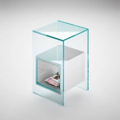 Fiam Magique Side Table W Compartment -Furniture Shop fiam magique side table w compartment glass 857274
