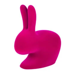 Qeeboo RABBIT Chair Velvet Finish -Furniture Shop flocked rabbit chair fuchsia 494863 1 b094919d 4857 4977 a704 e5ab41c3a4c6