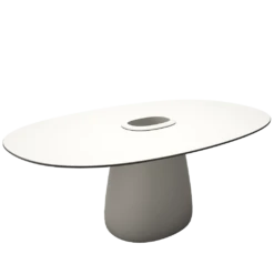 Qeeboo Cobble Table 190cm HPL W Bucket -Furniture Shop qeeboo cobble table with bucket big design elisa giovannoni 02b white warm black stratified
