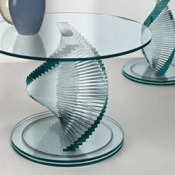 Tonelli ELICA Glass Side Table W Revolving Base -Furniture Shop tonelli tavoli bassi elica 2