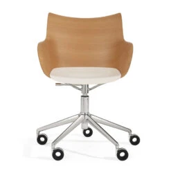 Kartell Q-Wood Office Armchair -Furniture Shop wood office chair with arms light wood white chrom 570361
